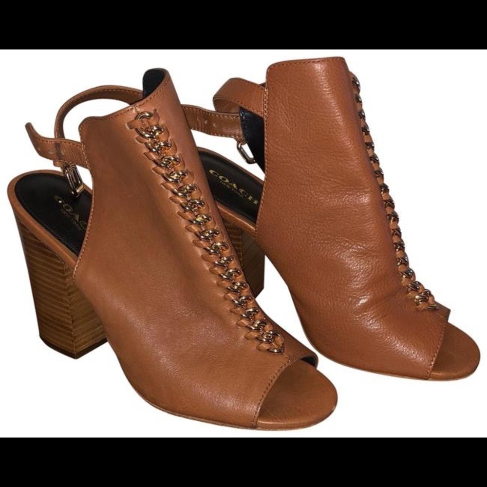 Coach Brown Sandford Leather Booties/Boots